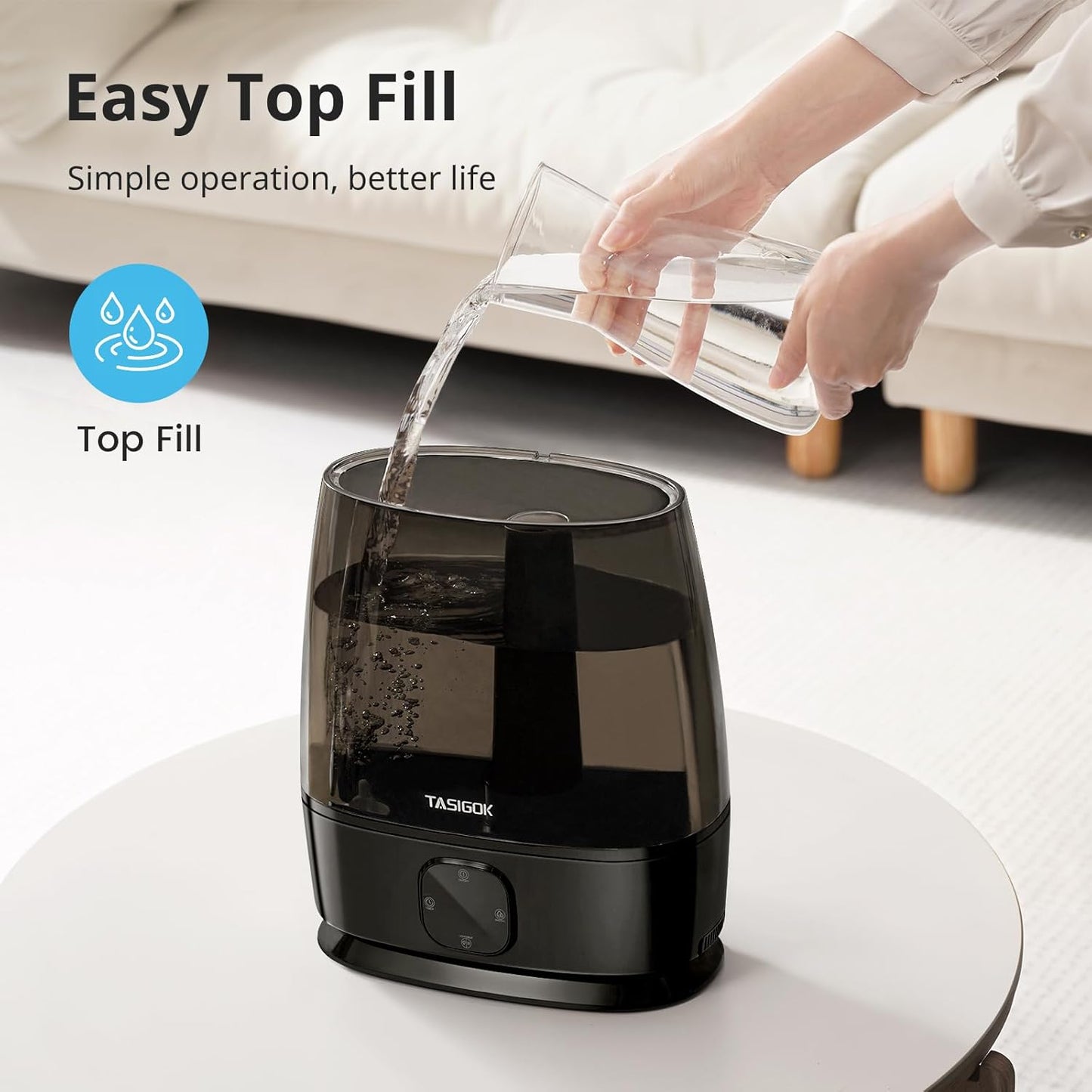 Humidifiers for Bedroom Home, 6L Cool and Warm Mist Air Humidifier for Large Room Baby Nursery, 50H Easy Clean and Top Fill, Quiet with Ultrasonic, Essential Oils, Auto Mode, for House, Black