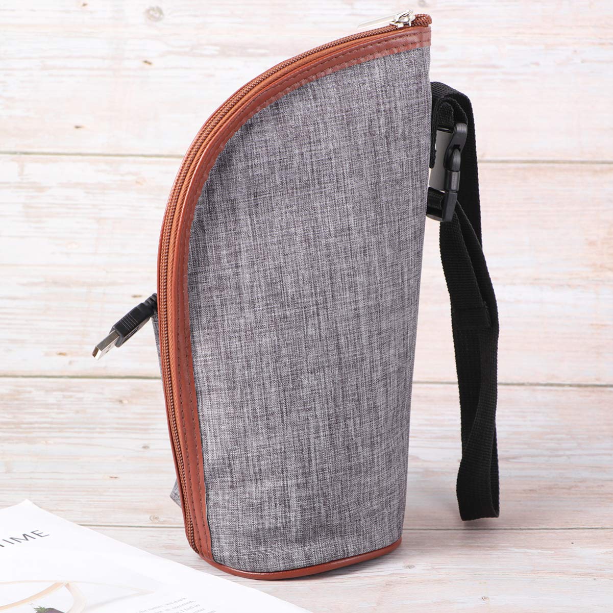 2sets USB Bottle Warmer Heater with Automatic Temperature Control Portable Travel Cup Cover for Car Use Go Feeding Grey