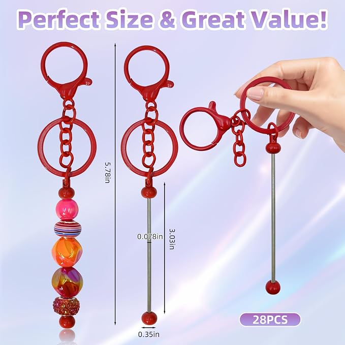 28 Pcs Beadable Keychain Bars