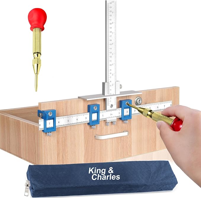 King&Charles Metal Cabinet Hardware Jig & Auto Center Punch Set | Avoid Jitter