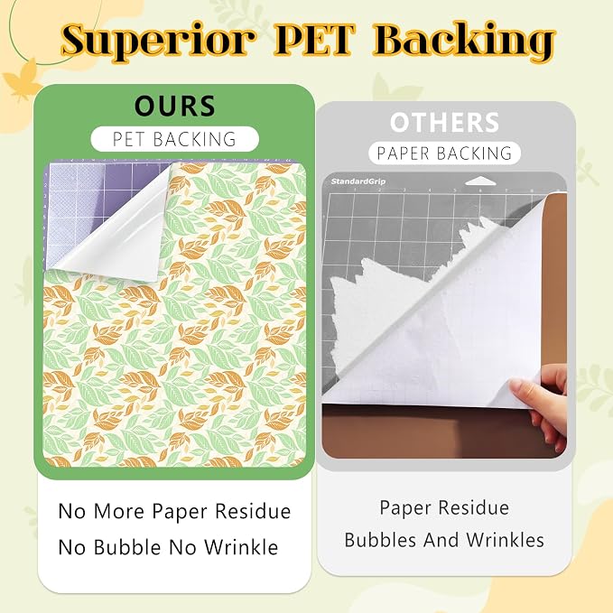 Yellow Leaves Boho Permanent Adhesive Vinyl 12 Sheets 12'' x 10'' | Green