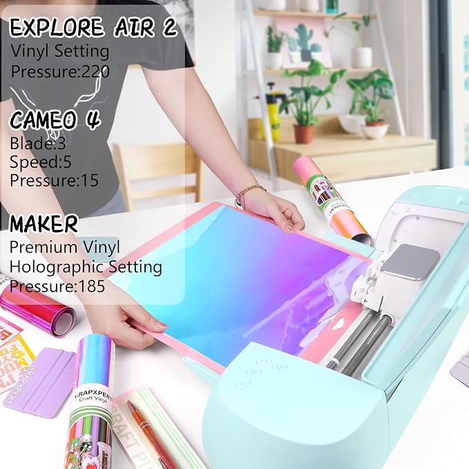 WRAPXPERT Holographic Permanent Vinyl, Color Shift Chrome Adhesive Vinyl Easy