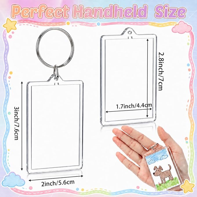 Yaomiao Acrylic Photo Frame Keychain Holder Photo Picture Insert Blank Keyring