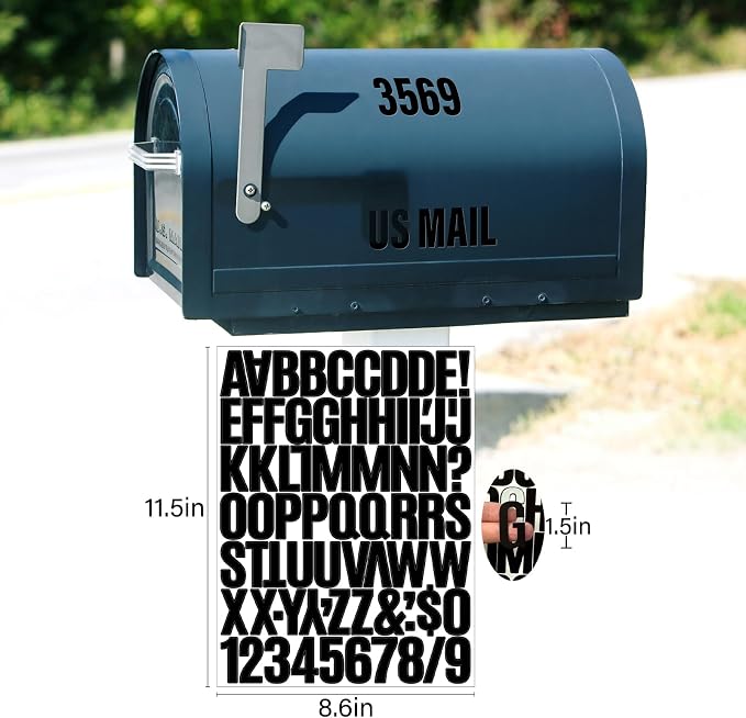 730 Pcs 10 Sheets Letter Stickers, Self Adhesive Waterproof 1.5 Inch Mailbox