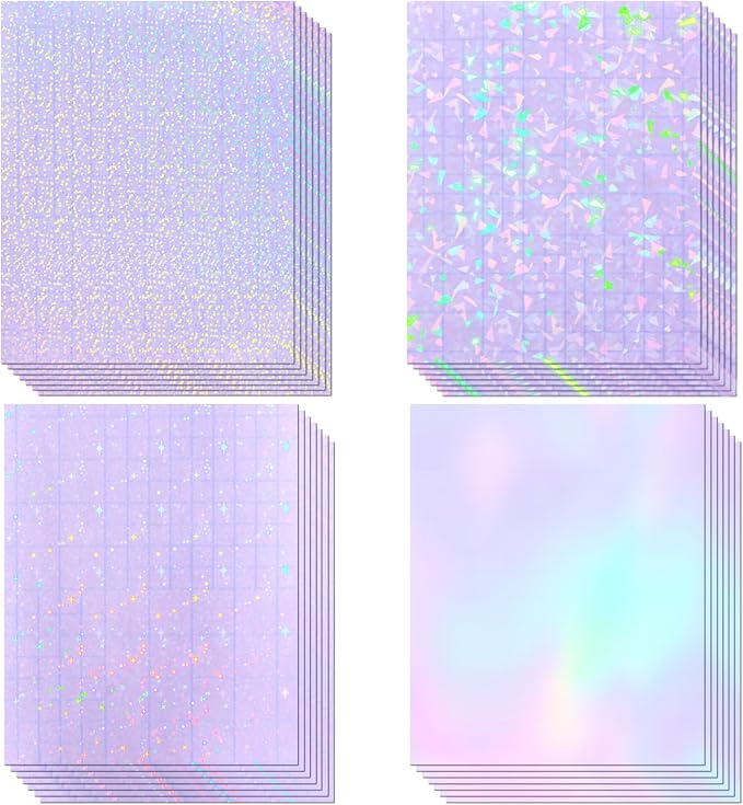 36 Sheets Holographic Laminate Sheets Clear Self Adhesive Sticker Paper |