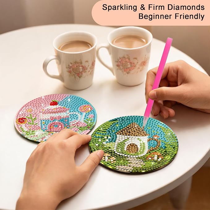 8-Pack Diamond Art Coaster Kit