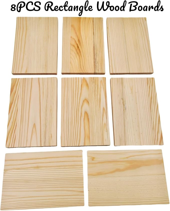 8PCS Rectangle Wood Boards Unfinished Wood Blocks