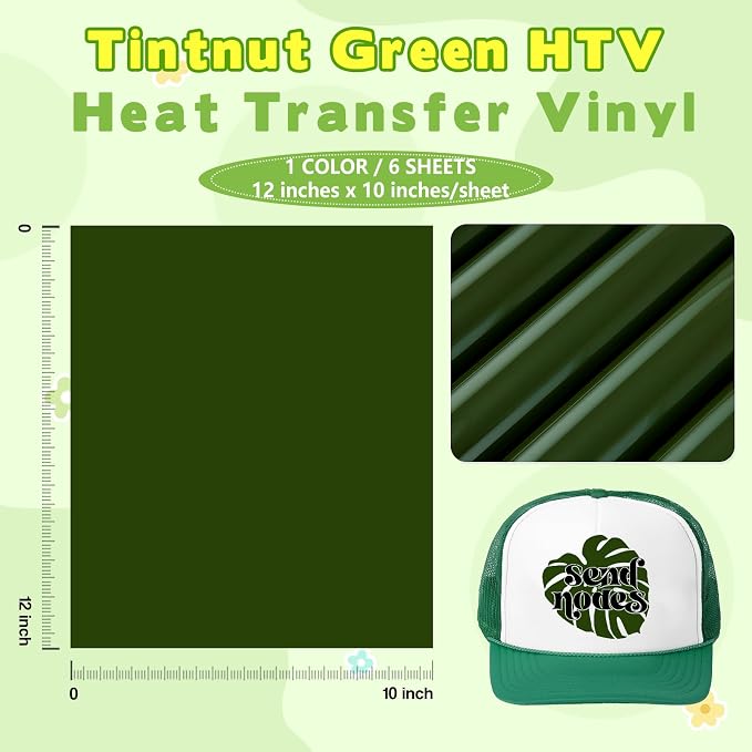 Tintnut Bronze Green Heat Transfer Vinyl, easy cut & weed, stretch washable