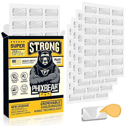 PHIXBEAR Large Mounting Putty No Residue, Double Sided Tape Glue Adhesive Dots