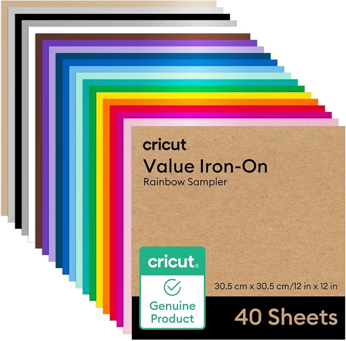 Cricut® Value Iron-On, Rainbow Sampler - 12 in x 12 in- HTV Heat Transfer Vinyl