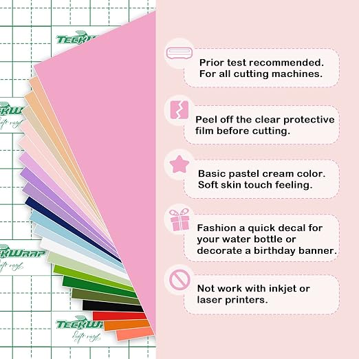 TECKWRAP 001 Matte Permanent Vinyl 12" x 12" 21 Colors