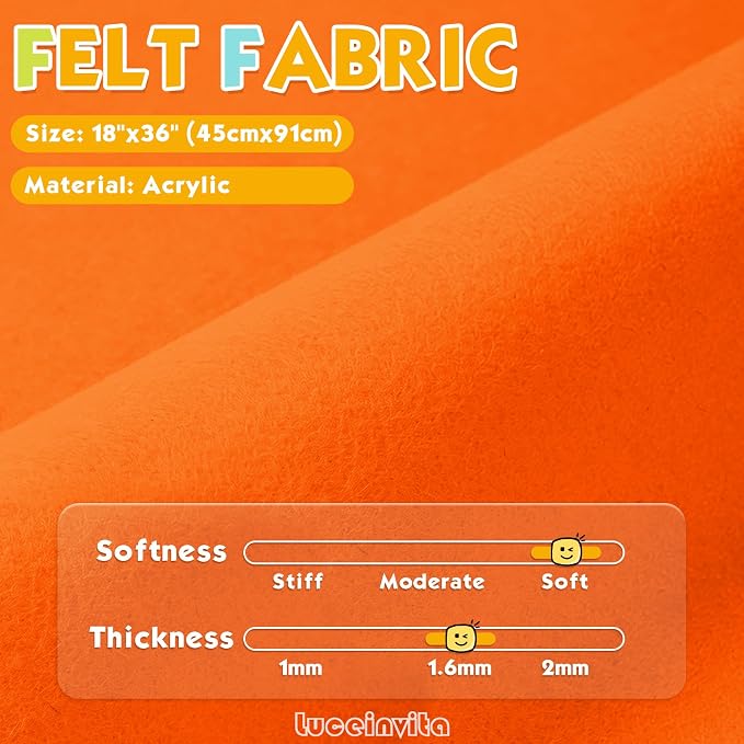 Neon Orange 18" X 36" Felt Fabric Sheet