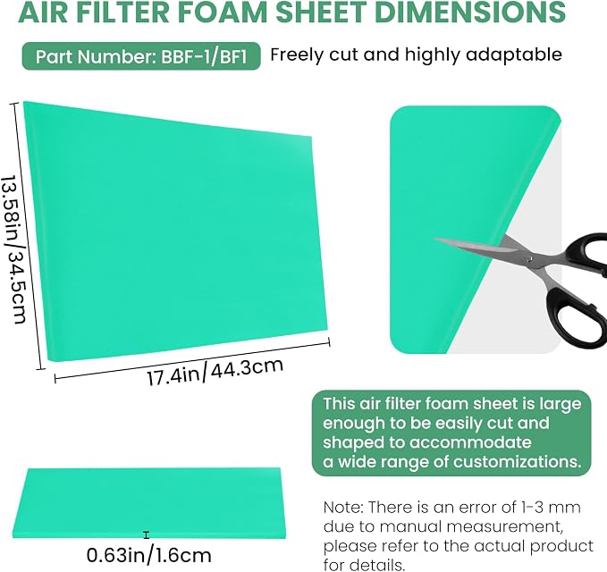 Zookpr 2 Pcs Small Engine Foam Air Filter Material