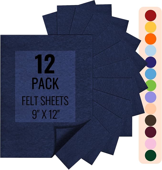 IONTACH 9" X 12" Felt Fabric Sheets 1.6mm Thick | Soft Felt