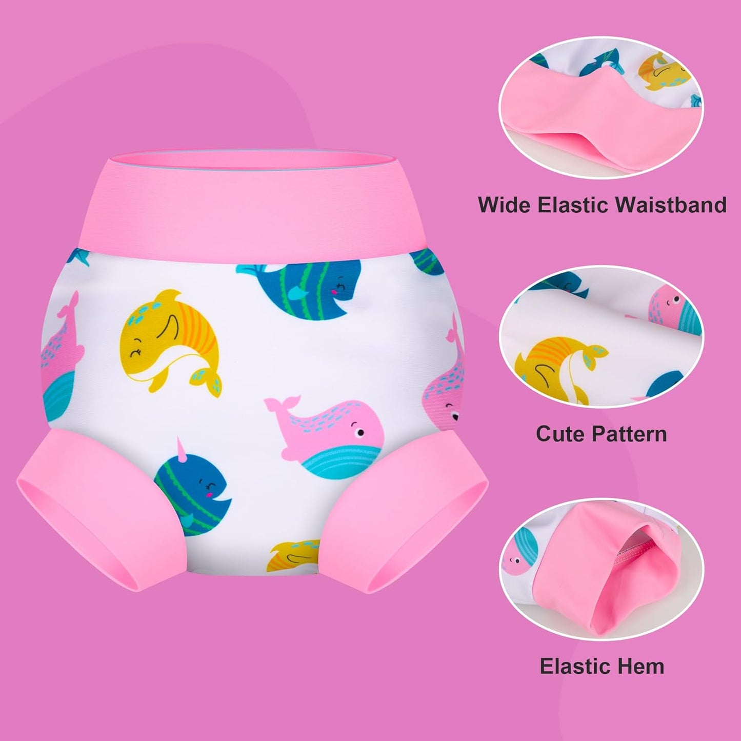 BIG ELEPHANT Baby Swim Diapers 3/6 Pack – Reusable Waterproof Diapers, Soft Breathable Swimwear for Boys and Girls