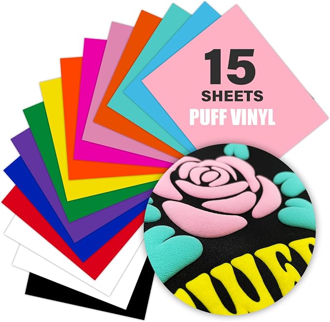 12" x 10" Iron-On 3D Puff Heat Transfer Vinyl Sheets