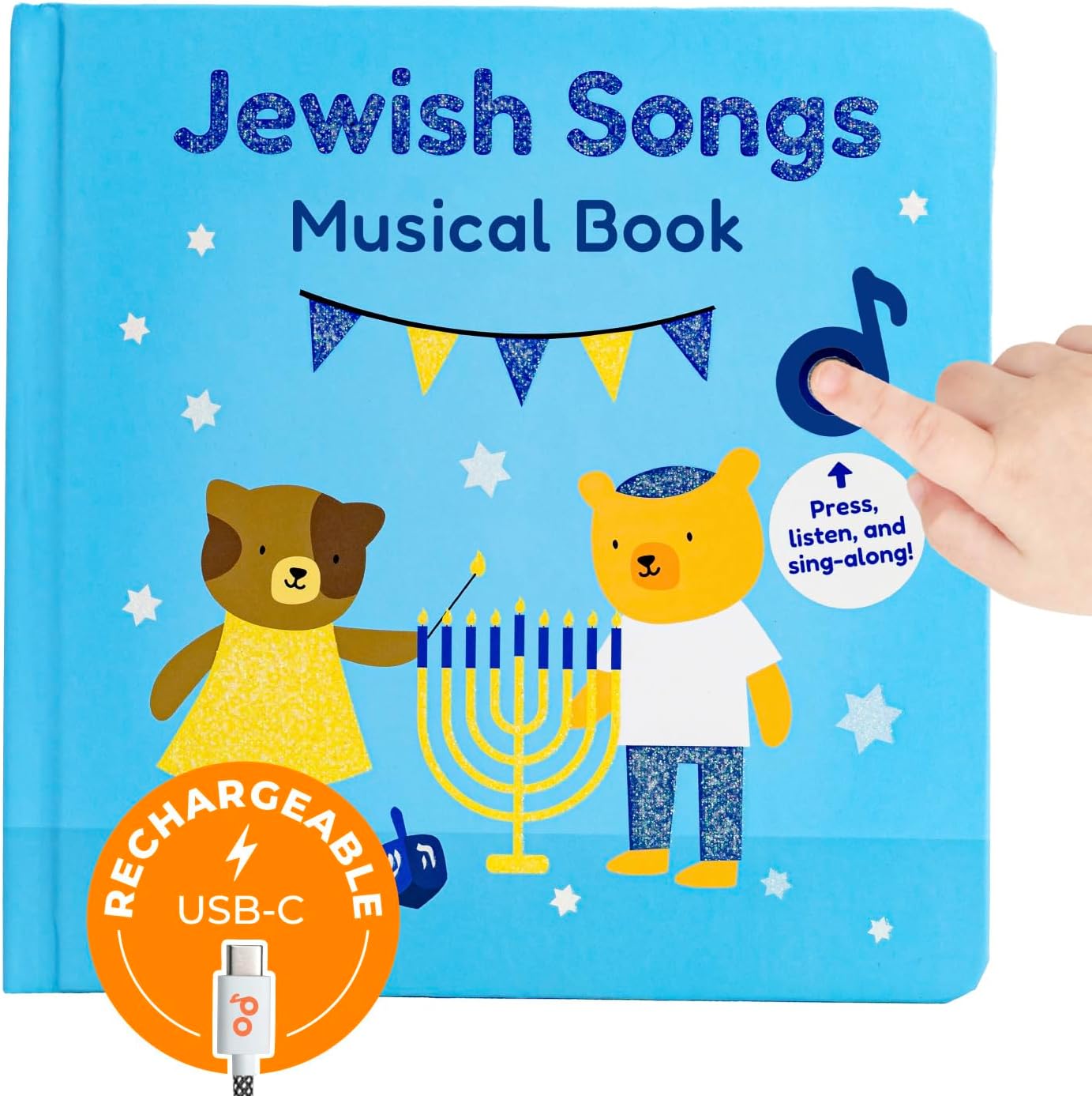 Calis Books Jewish Sound Book - Hanukkah for Children, Celebrate Jewish Holidays with six Traditional Songs in Hebrew, Shabbat, Hanukkah, Rosh Hashanah, Purim, Passover