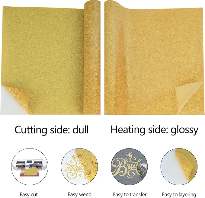 guangyintong Glitter Gold Heat Transfer Vinyl HTV Rolls