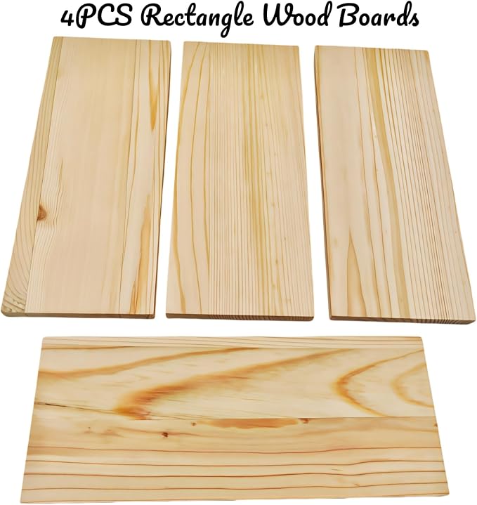 4PCS Rectangle Wood Boards Unfinished Wood Blocks