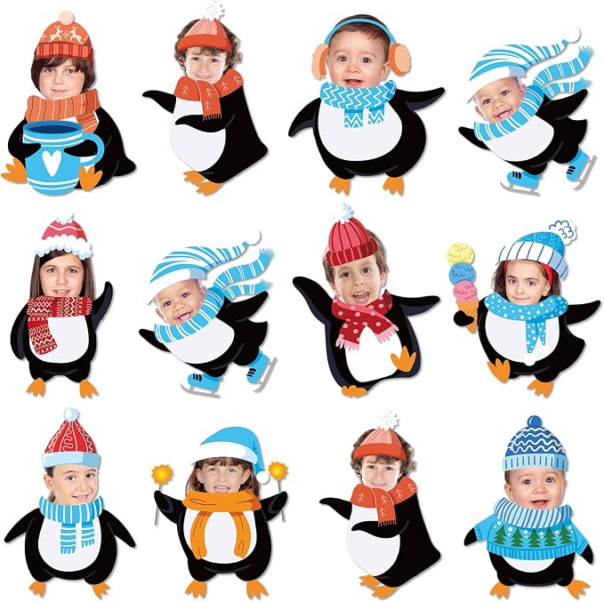 60pcs Winter Theme DIY Cutouts Penguin Bulletin Board Decoration Set Christmas