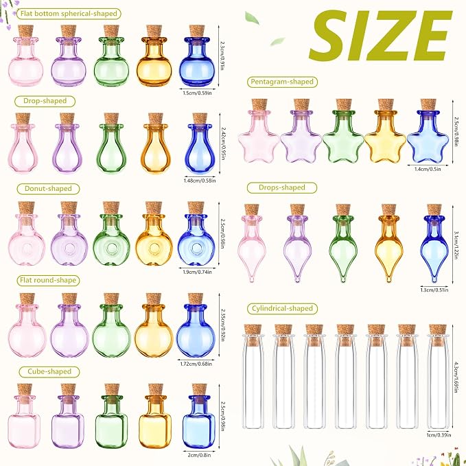 Geiserailie 80 Pieces Tiny Glass Bottles Spell Jars