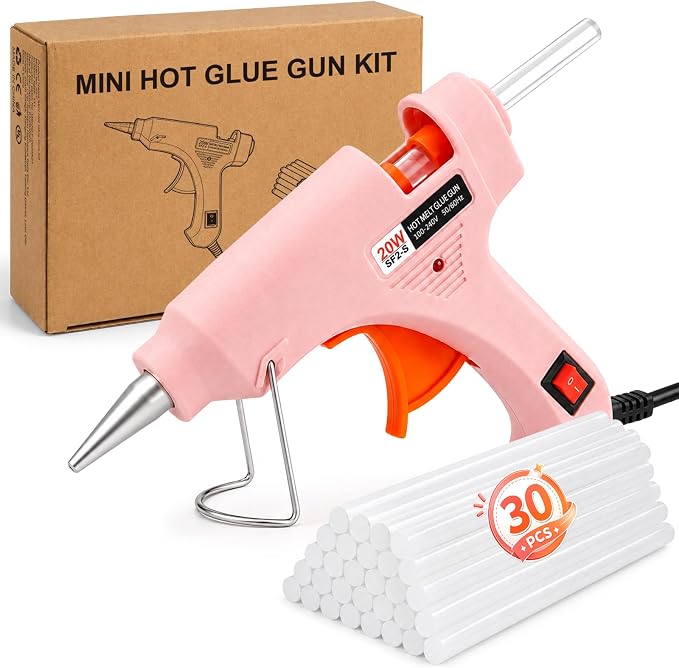 Mini Hot Glue Gun Kit with 30 Glue Sticks, 20W Fast Preheating Hot Glue Gun And