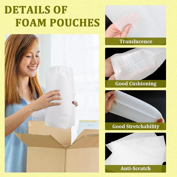 100PCS Large Foam Pouches 12x16 Inch, Foam Packing Pouches