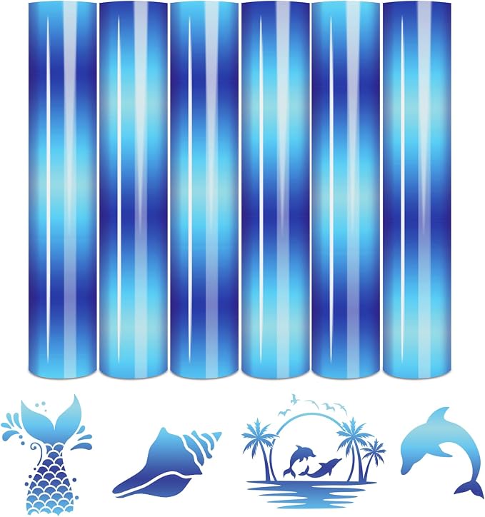 Tintnut Blue Gradient Heat Transfer Vinyl, PU HTV Sheets, easy cut & weed
