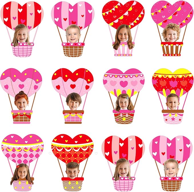 60pcs Valentine's Day Theme DIY Cutouts Hot Air Balloon Bulletin Board