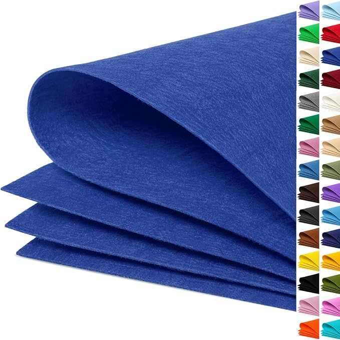 Royal Blue Large Felt Fabric 36" x 36", 1mm Stiff Felt Sheet, Nonwoven Fabric
