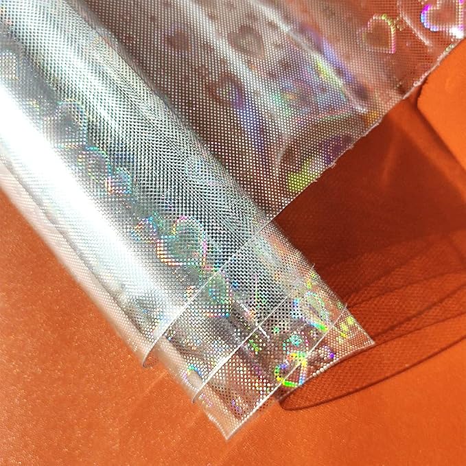 HYANG Transparent Love Rain PVC Super Clear Holographic Vinyl Faux Leather