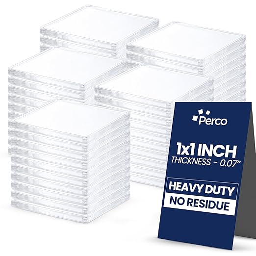 Perco Double Sided Tape Squares, 50 1"x1" Pre-Cut Mounting Squares – Removable