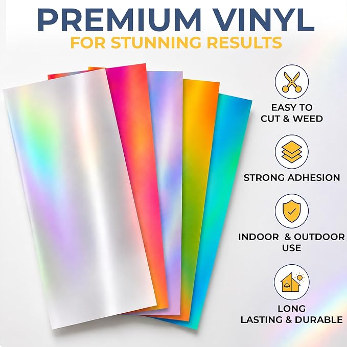 Holographic Vinyl Permanent Metallic Opal Vinyl Sheets Strong Foil Adhesive