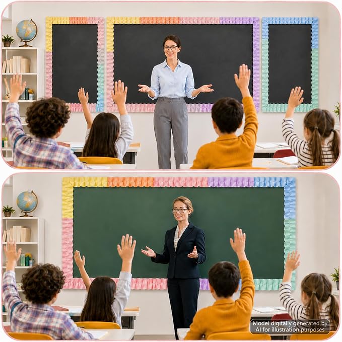 6 Rolls 40 Ft Ruffled Bulletin Board Borders Back to School Classroom Decor