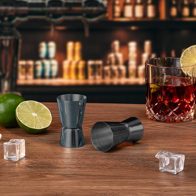 Briout Jigger for Bartending, Flat Edge Black