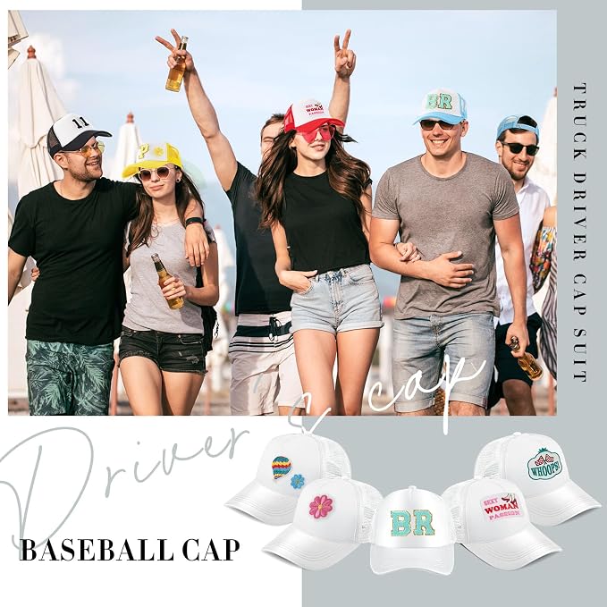 Hercicy 12 Pack DIY Trucker Hats Kit, Sublimation Blank Baseball Caps