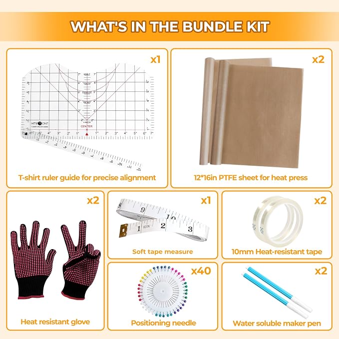 HTVRONT Sublimation Tool Kit, Heat Press Accessories Bundle Kit | Include