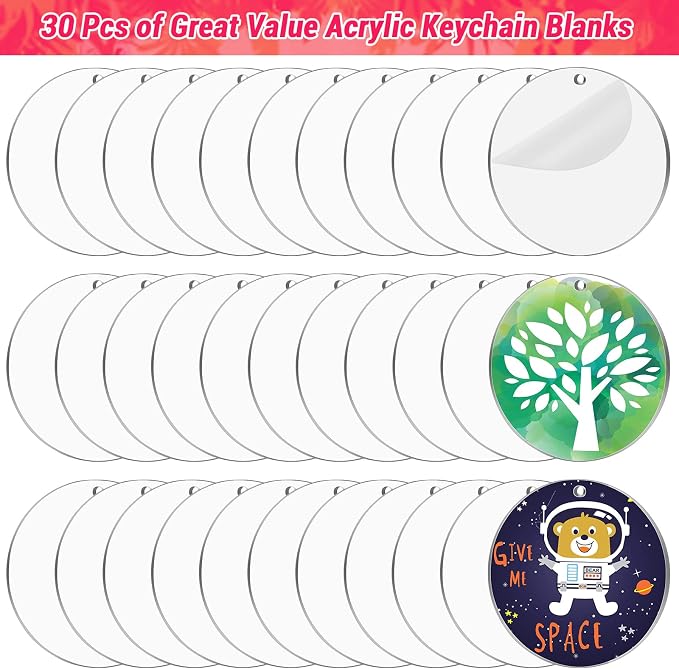 3 inch Acrylic Ornaments Blanks 30pc Clear Round Ornaments Blanks