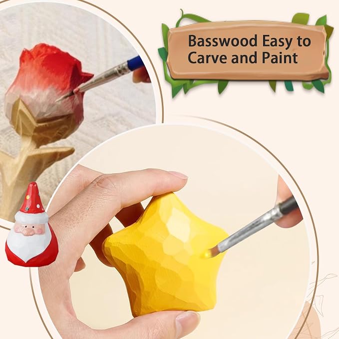 Basswood Carving Blocks for Crafts, Cymuber 24 PCS Whittling Wooden Blockss Kit