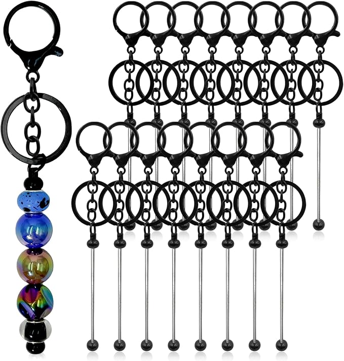 28 Pcs Beadable Keychain Bars