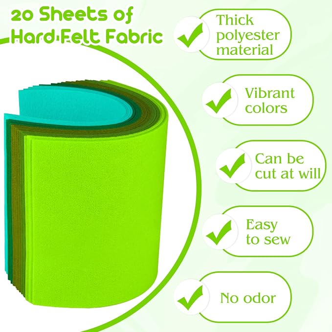 NEBURORA 20 Pcs 2mm Thick Stiff Felt Sheets