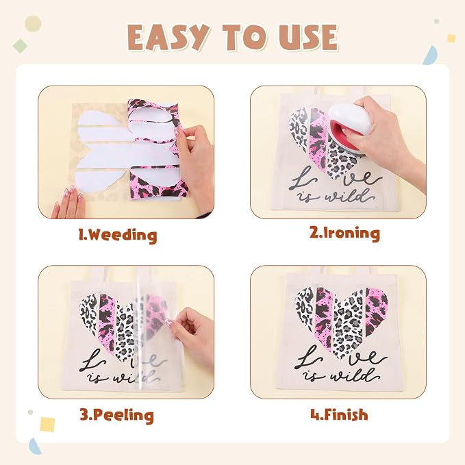 Tintnut Pink Leopard Heat Transfer Vinyl, easy cut & weed, stretch washable