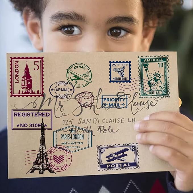 GLOBLELAND Postmark Postcard Clear Stamps Vintage Air Tickets Silicone Stamp