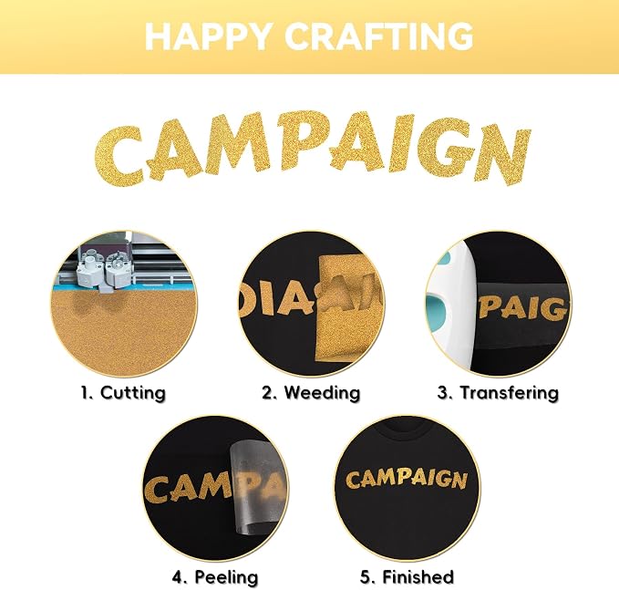 Aoder Gold Glitter HTV Vinyl