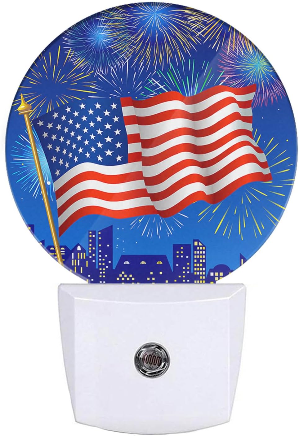 EKOBLA 4th of July Night Light American Flag Fireworks Patriotic Spirit Night Lights Plug into Wall Independence Day Plug-in Nightlights Auto on/Off Led Lamp for Men Women Girls Boys