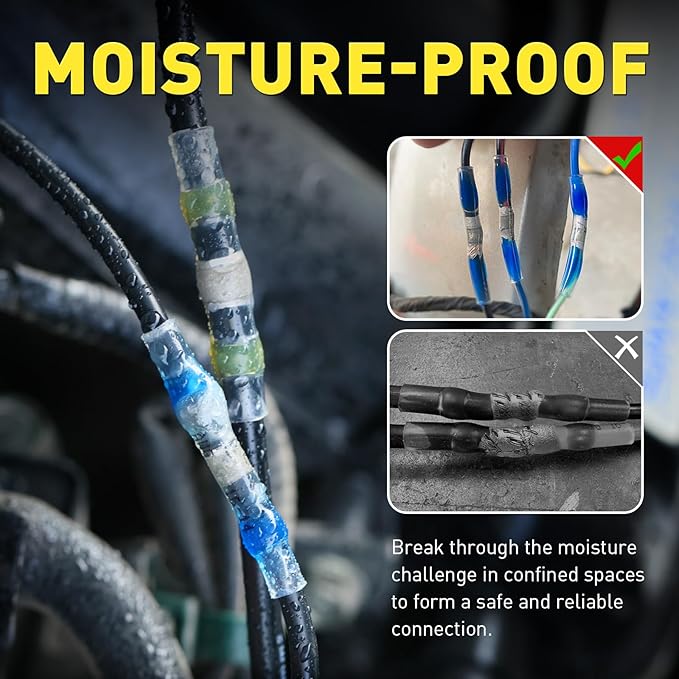 haisstronica 220 PCS Solder Seal Wire Connectors with Heat Gun Kit - Solder Sticks Wire Terminals Waterproof Electrical Connectors for Automotive, Marine, Wiring Repair