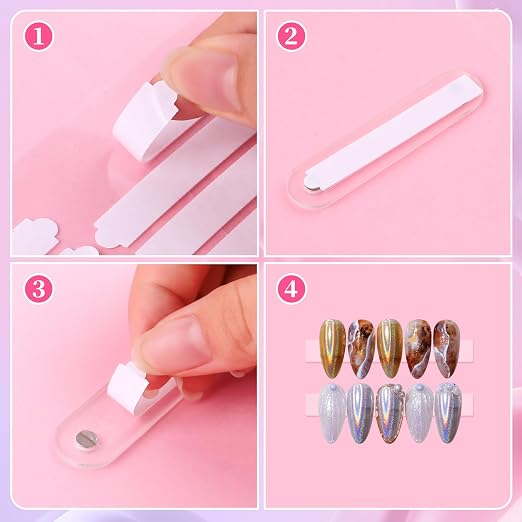 BQAN Double Sided Nail Tape for Press On Nails Display 12 Sheets | 360Pcs Clear