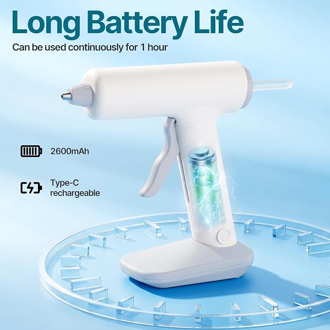 Cordless Hot Glue Gun Kit USB-C Rechargeable Magnetic Mount Base
