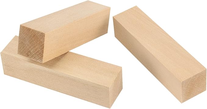 JAPCHET 24 Pieces 4 x 1 x 1 Inch Basswood Carving Blocks, Natural Wood Carving