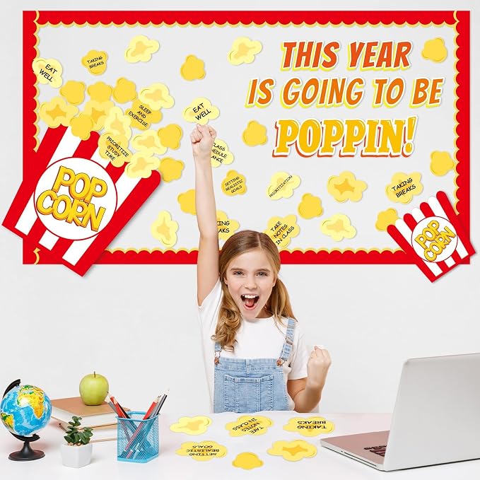 Popcorn Bulletin Board for Classroom Decorations Happy New Year Classroom